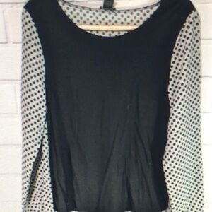Ann Taylor Black/White Knit/Woven Top